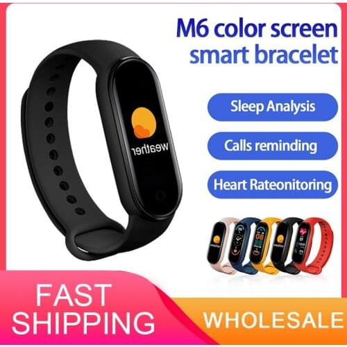 M6 Smart Bracelet Watch Fitness Tracker Heart Rate Blood Pressure Monitor Color Screen Smart Bracelet For Mobile Phone Dropship