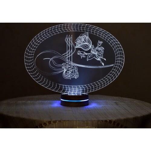 LED Night Lamp 3D Illusion Table Lamp For Home Decorative Light Rose and Arabic Design
