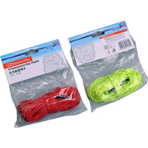4*4m Reflective Rope Windproof Rope Awning Put a Noose With Adjustable Button Green & Red Tent Rope NH15A001-G Naturehik