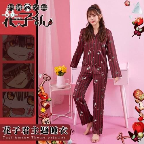 Anime Earthbound Boy Hanako-Kun Theme Pajamas Homewear Clothes+Pants Casual Comfortable Dark Pattern Brocade Pajama Set