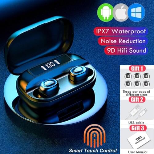TWS Bluetooth-compatible 5.0 Earphones Wireless Headphone 9D HIFI Stereo Sports Waterproof Earbuds Headsets With Microphone