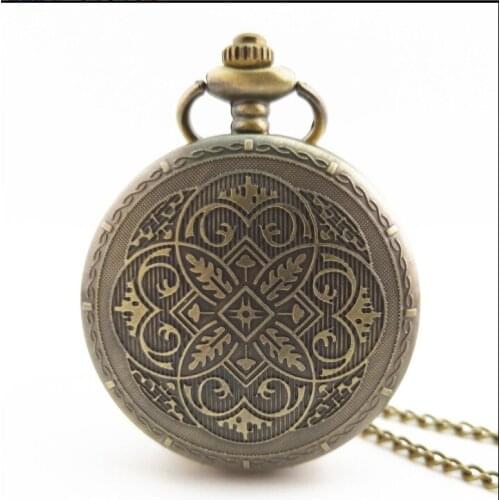 Vintage Charming Bronze Carved Openable Hollow Steampunk Quartz Pocket Watch Men Women Necklace Pendant Clock Gifts
