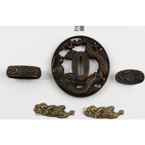 A Suit Of Alloy Japanese Samurai Sword Fitting katana Tsuba Dragon Guard Sword Accessories