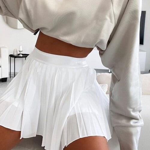 Campus Style Skirt Summer Clothes Vintage Bag A-Line Fresh High Waist Miniskirt with Leggings Solid Color Ruffle Casual Skirt