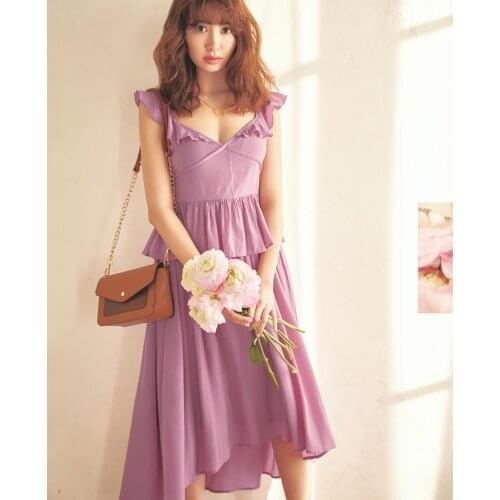 Ladies Sweet Ruffled Top + Midi Skirt - Women Top Skirt Two-piece Set