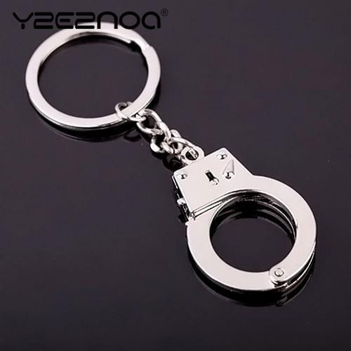 1pc Metal Handcuffs Shape Keyring Keychain Mens Simple Key chains Holder Keyfob For Car Accessories Gift