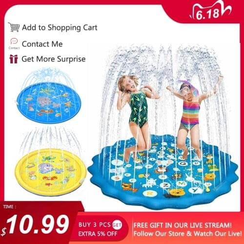 150/170cm Children Outdoor Funny Toys Kids Inflatable Round Water Splash Play Pools Playing Sprinkler Mat Yard Water Spray Pad