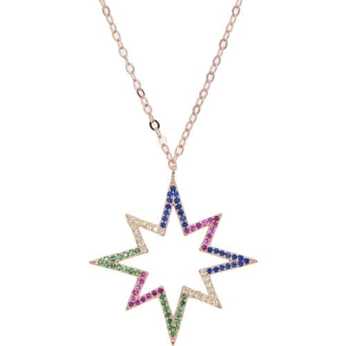 2021 Charm Vintage Colour Crystal Snowflake Zircon Flower Rose CZ Necklaces & Pendant Jewelry For Women Wedding Jewelry Ornament