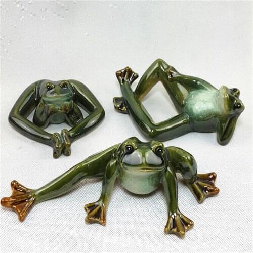 3PCS Animals Frogs Miniature Figurines Fairy Garden Miniaturas Micro Moss Landscape Diy Terrarium Figurines for Home Decoration