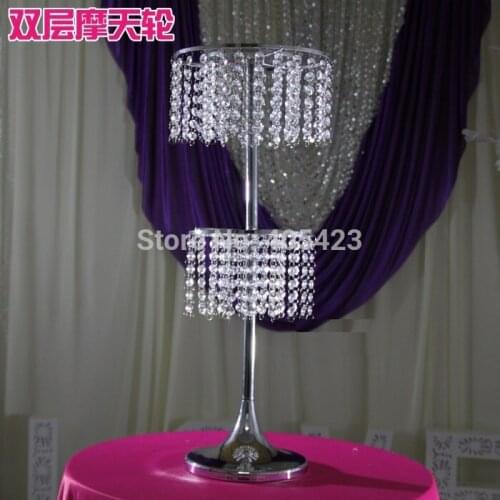 5pcs/lot 2 tiers 65cm ( 26" ) wedding party table stand crystal centerpiece road lead (include bead,not include flower)