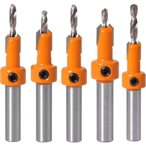 5Pcs Wood Hole Drill Bit,8MM Shank Countersink Drill Bit Router Bit,Wood Working Counter Sink Drill Bit Set Screw Cutter