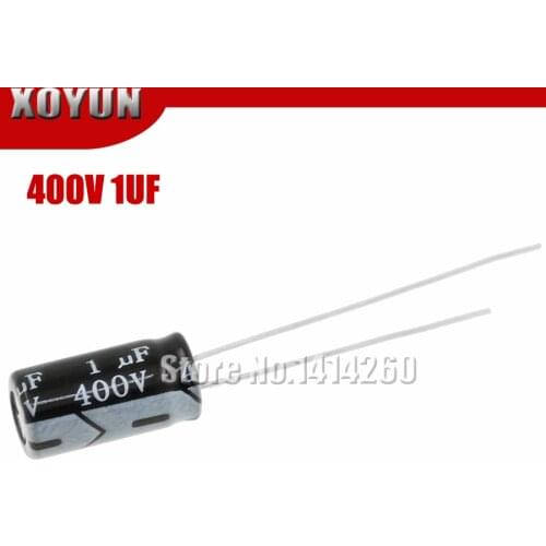 50pcs/lot Higt quality 400V1UF 6*12mm 1UF 400V 6*12 Electrolytic capacitor