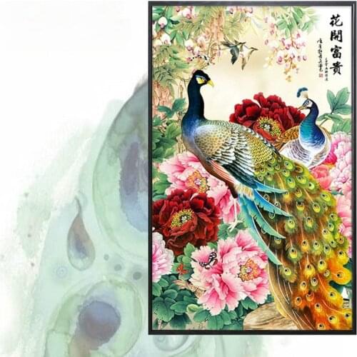 5d Diamond Embroidery peacock peony flowers Diy Diamond Painting Cross Stitch full square Rhinestones Pasted Sticker home Decor