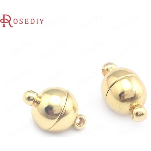 40401)6 Sets Length 14.6MM 24K Gold Color Brass Oval Magnetic Necklace Bracelets Connect Clasps Diy Jewelry Making Supplies