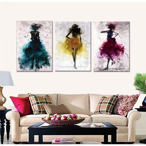 Abstract Painting Colorful Elegant Ladies Nordic Canvas Wall Art Modular Pictures for Living Room Modern Home Decor No Framed