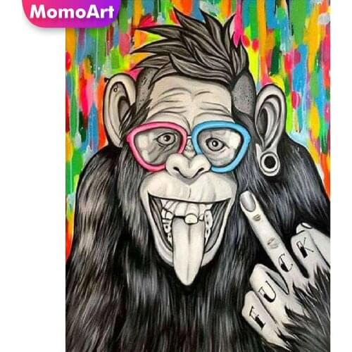 MomoArt Diamond Embroidery Monkey Picture Of Rhinestone Animal Diamond Painting Full Drill Square Mosaic Christmas Gifts