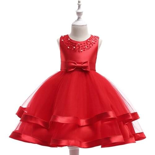 Baby Girl Dress Beading Bow Evening Party Vestidos For Kids Girls Clothes Costume Wedding Dresses Princess Prom Dress Ball Gown