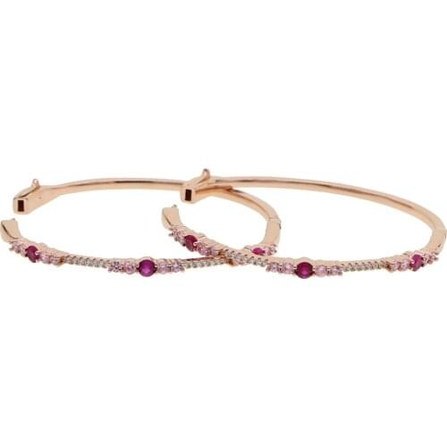 Pinky white Rose Golden color Cuff Bangles bracelets fashion jewelry free drop shipping cz band women girl hot gift Trendy