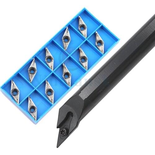 CNC toolholder S20R-SVJCR16 3° internal precision and profiling turning tools+10pcs VCGT VCMT Wearable Carbide lathe inserts set