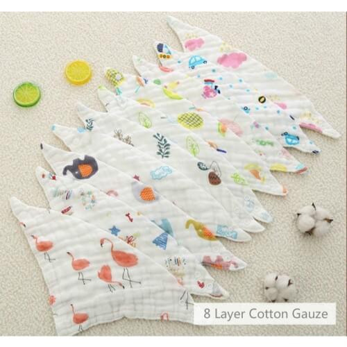 5Pcs/Set Baby Feeding Bib Infant Scarf Bandana Saliva Triangle Dribble Boy Girl Kids Bib Eight Layer Cotton Gauze Saliva Towel
