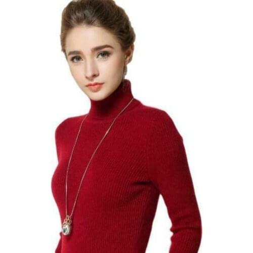 Women Turtleneck Cashmere Blend Sweater Long Sleeve Slim Warm Stretch Pullover D