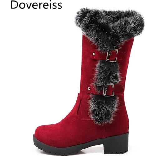 Dovereiss Fashion Female boots Elegant new sexy Round toe Snow boots Knee high boots consice Buckle big size 43