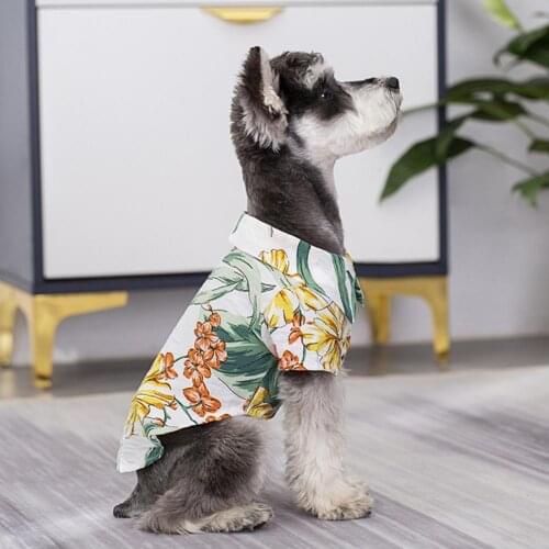 40% Dropshipping!!Pet T-shirt Flower Pattern Dress-up Skin-friendly Pet Short Sleeves Cardigan Outfit for Summer