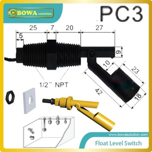 Double 1/2"NPT Lateral installation Float Level Switches control liquid level in tank or vessel