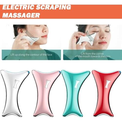Electric Scraping Massager Heating LED Photon Therapy V Face Lifting Neck Skin Rejuvenation Guasha Scraper Oedema Remover