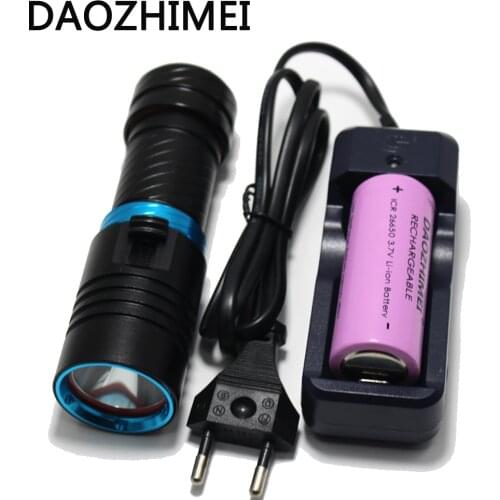 5000LM XM-L2 LED Scuba Diving Flashlight Ajustable Light Torch Underwater 100m Waterproof Diving Lamb Light+26650 Battery Charge