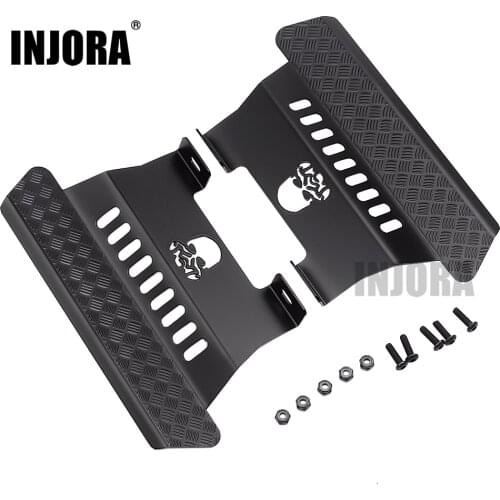 INJORA 2Pcs RC Car Metal Side Pedal Skull Pattern Rock Sliders for 1/10 RC Crawler Car Axial SCX10 Upgrade Parts