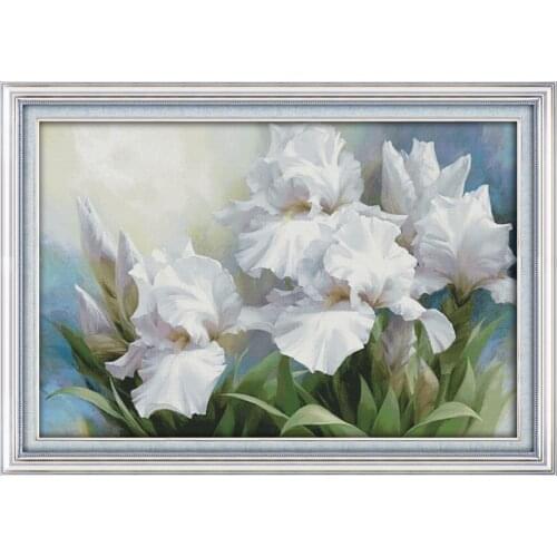 Iris cross stitch kit flower 14ct printed fabric canvas stitching embroidery DIY handmade needlework