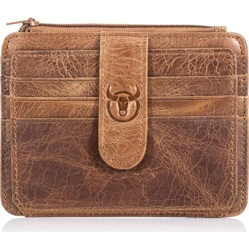 BULLCAPTAIN Men Wallet Business Card Holder leather pickup package bus card holder Slim leather multi-card-bit 01