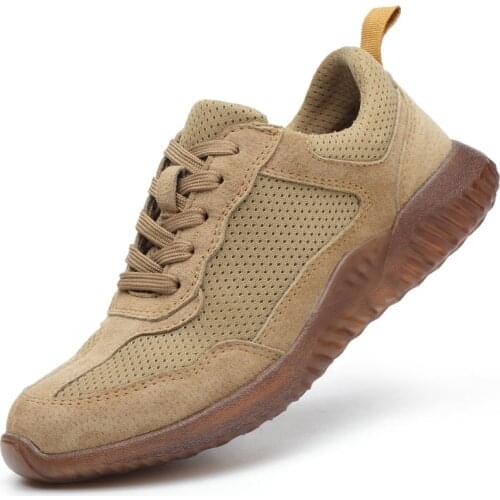 Leather steel head anti-smash anti-piercing labor safety shoes breathable deodorant non-slip beef tendon sole work shoes