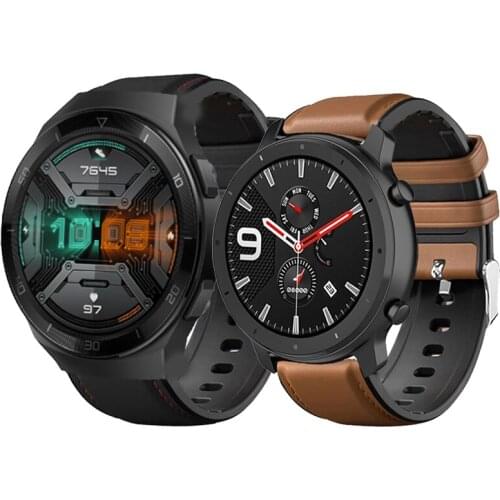 Leather Silicone Wrist Band Strap Watch Straps For Huawei Watch GT / 2Pro / GT2 GT 2 46mm / GT 2E Watch Accessories