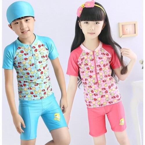 Swimsuits Casual Boy Girl Baby Wetsuit Kids Swimwear For Unisex Kids Boy Wetsuit Sunscreen Children 3Pcs Set 1-7Y Bathwear