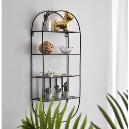 Nordic living room metal wall shelf without holes