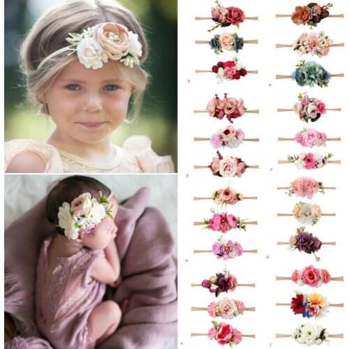 3pcs Fashion Baby Girls Summer Holiday Beach Flower Garland Hairband Headband Christening Festival Elastic Floral Hair