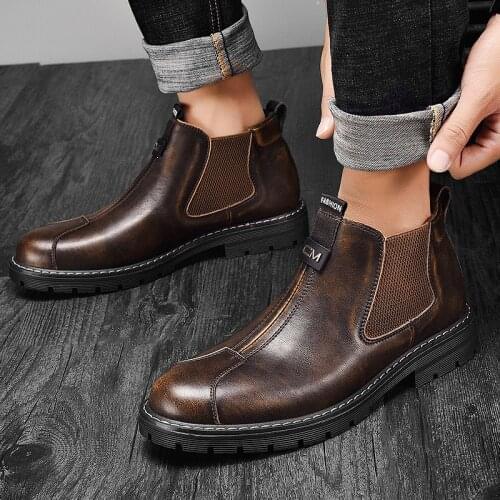 Men Boots Autumn Winter Comfy Durable outsole Fashion Shoes Men Genuine Leather Casual Boots Men Brand design Mens Boots