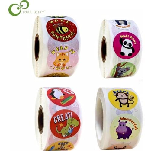 1000 Pcs/Pack Cartoon Aniamls Sticker Teacher Reward Stickers School Student Encouragement Words for Kids Toy Sticker GYH