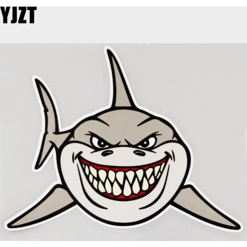 YJZT 15.4CM×11.8CM Decal Stylish SharkToothy Smile PVC Car Sticker 11C-0123