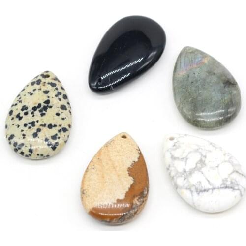 Natural Stone Pendant Water Drop Reiki Heal Flash Labradorite Crystal for Charms Jewelry Making DIY Necklace Pendant 25x40mm