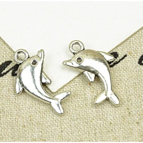 Nostalgia Dolphine Charms Metal Tibetan Jewelry Making Ocean Animal Pendants For Bracelets