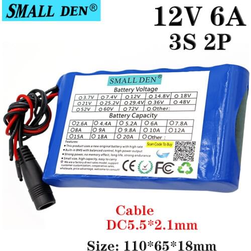 Brand new 12V 6000mAh portable 18650 rechargeable PCB lithium ion battery pack CCTV cam monitor emergency light battery