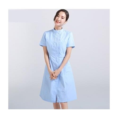 Nurse wear white lab coat female white hospital special beauty salon pharmacy dental work clothes student laboratory clothes