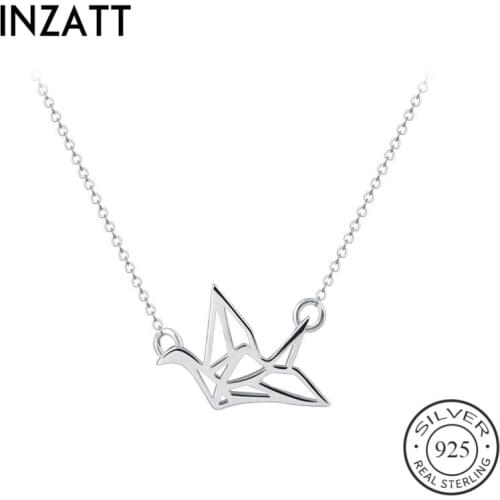 INZATT New Arrival Real 925 Sterling Silver BIrd Pendant Necklace for Women Birthday Party Rose Gold Color FINE Jewelry Gift