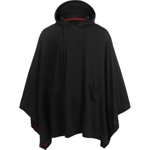Unisex Casual Hooded Poncho Cape Cloak Fashion Coat Hoodie Sweatshirt Men Hip Hop Streetwear Hoody Pullover with Pocket Moletom