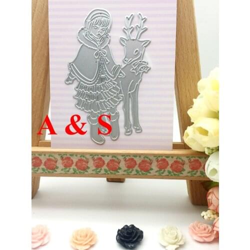 METAL CUTTING DIES Christmas Deer And Girl gift Scrapbook card album wedding paper craft home decor embossing stencil punch H09