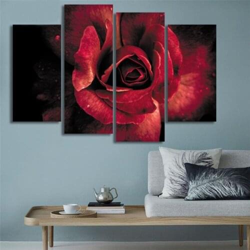 Modern Blooming Red Rose Canvas Wall Paintings 2017 Printed Flower Picture For Living Room Sofa Background Home Wedding Decor