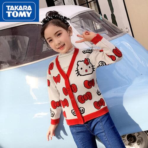 TAKARA TOMY Fashion cute cartoon Hello Kitty sweater simple and comfortable soft childrens sweater jacket
